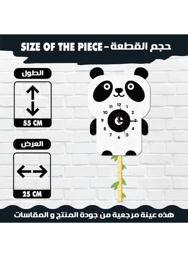 A high-quality, stylish panda-shaped pendulum wall clock with cheerful colors and a gentle movement; easy to install and suitable for various uses and decors. - Image 3